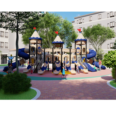 Kindergarten Preschool Castle Theme Children Plastic Slides Playground Park Equipment
